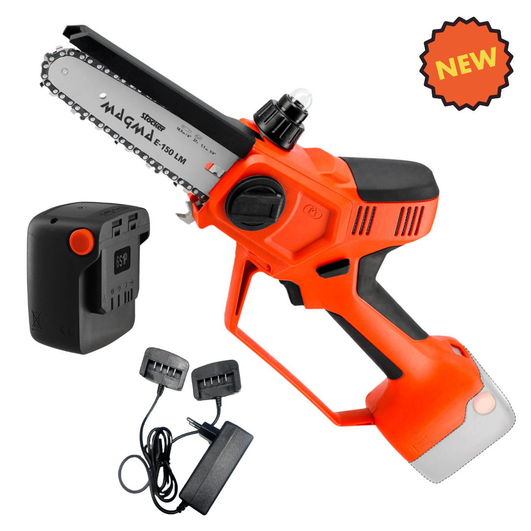 STOCKER MAGMA E-150 LM MOTOSEGA ELETTROSEGA POTATORE 15cm + KIT BATTERIA 2,6Ah0