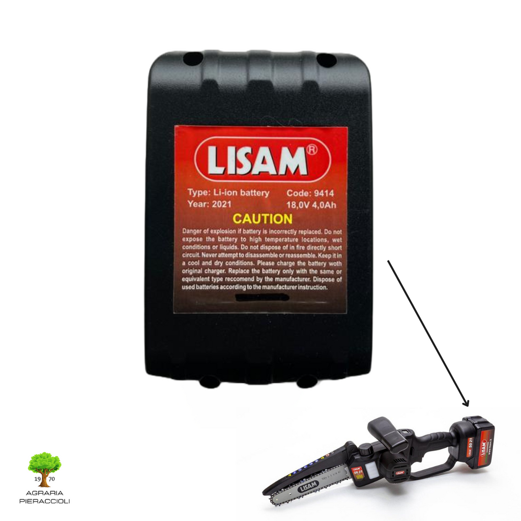 BATTERIA A1923 ORIGINALE LISAM 18V 4Ah PER MOTOSEGA ELETTROSEGA LISAM SG21 SG180