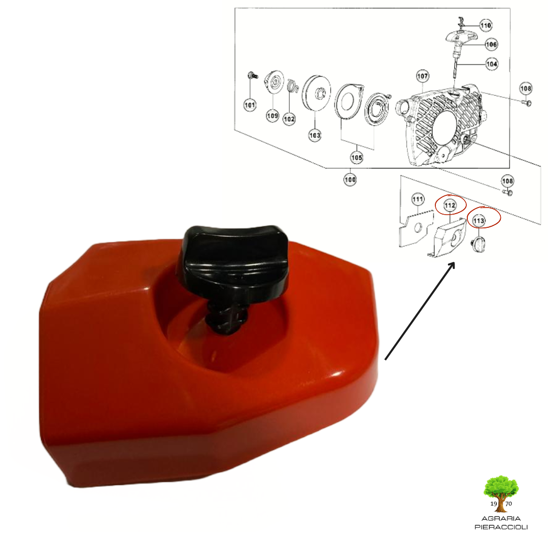 HITACHI TANAKA COPERCHIO FILTRO ARIA + POMELLO ORIGINALE  MOTOSEGA CS25 TCS28010