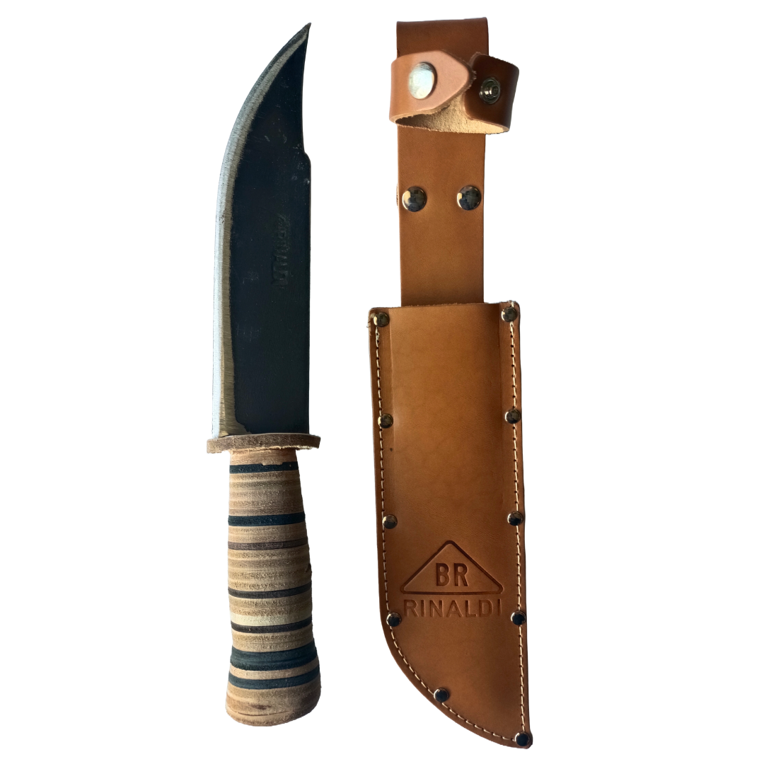 COLTELLO DA CACCIATORE RINALDI 240 IN ACCIAIO FORGIATO CON FODERO IN CUOIO1