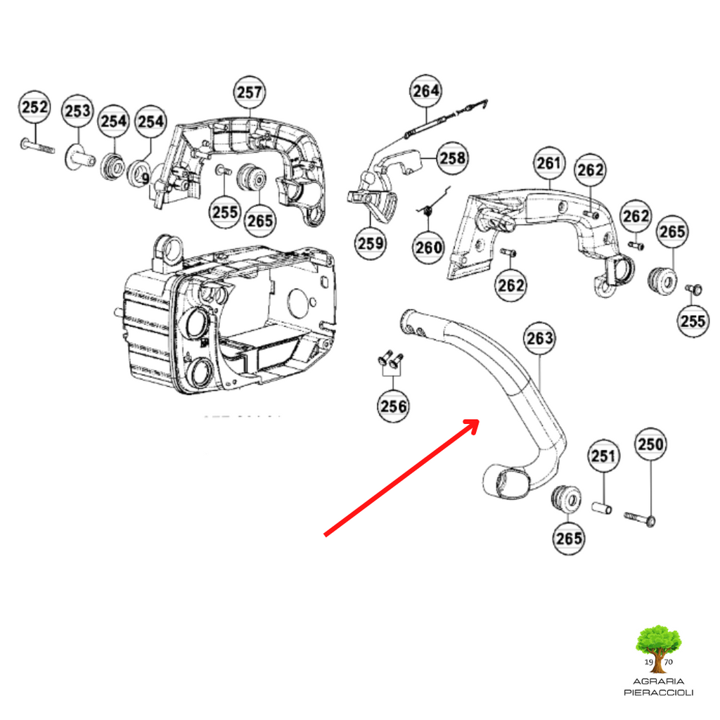 IMPUGNATURA LATERALE ORIGINALE HITACHI TANAKA 6688088 PER MOTOSEGA CS25 TCS28014