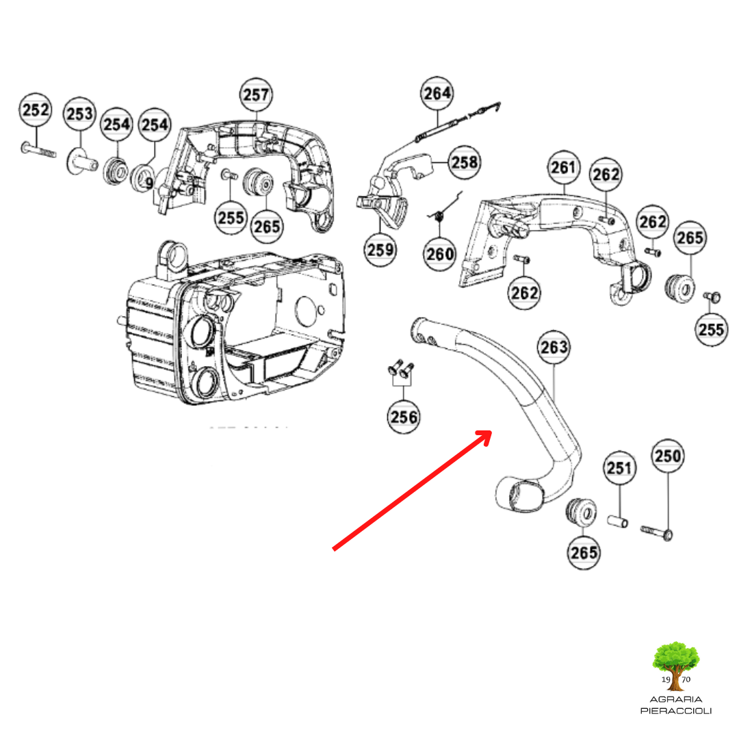 IMPUGNATURA LATERALE ORIGINALE HITACHI TANAKA 6688088 PER MOTOSEGA CS25 TCS28014