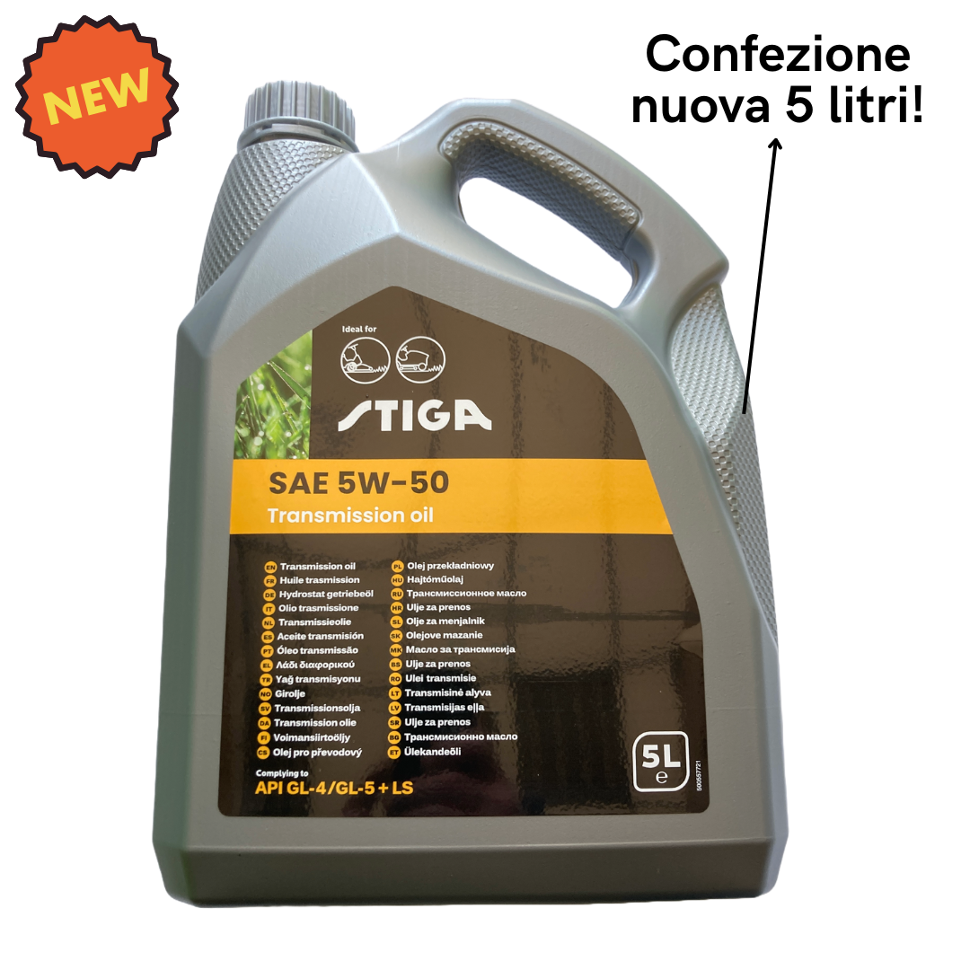 STIGA OLIO PER TRASMISSIONI IDROSTATICHE TRATTORINI TAGLIAERBA 5Lt SAE 5W-50 5LT0