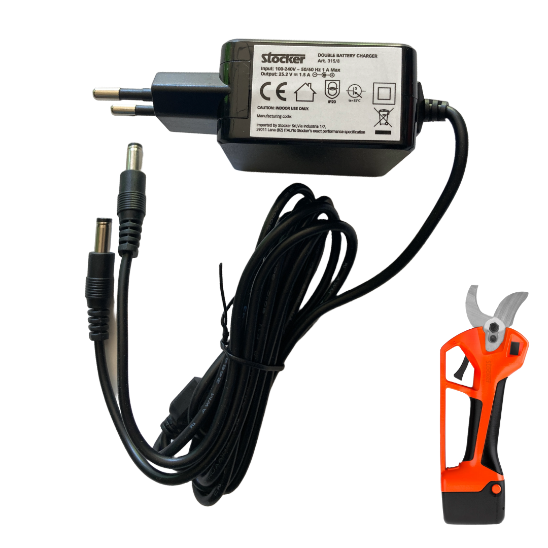 STOCKER CARICABATTERIE DOPPIO ORIGINALE PER FORBICE ELETTRICA TITANIA E-40 n.3150