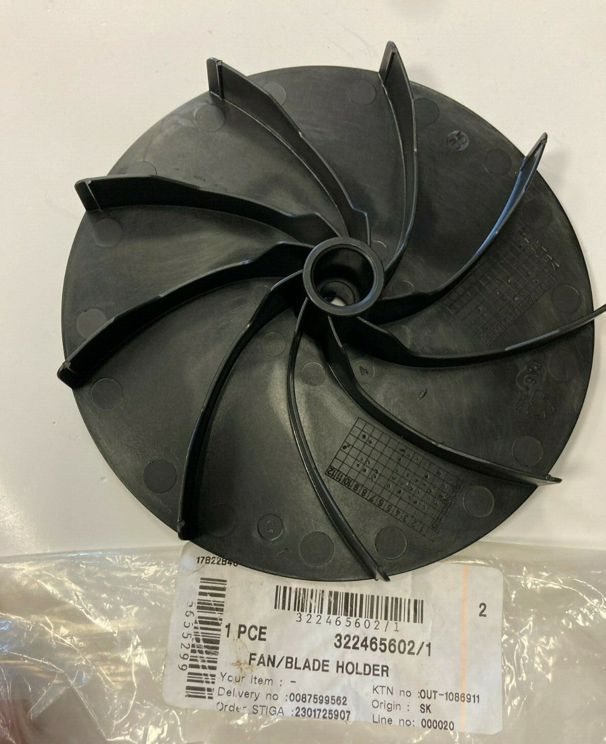 MOZZO VENTOLA PORTALAMA STIGA CASTELGARDEN 322465602/1  COMBI40 COLLECTOR33-351