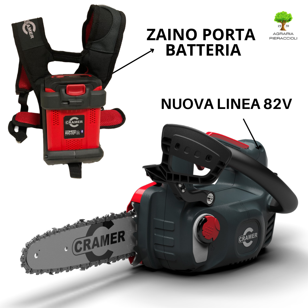 MOTOSEGA PROFESSIONALE 82V CRAMER 82TCS15 CON ZAINO E KIT BATTERIA 2,5Ah0