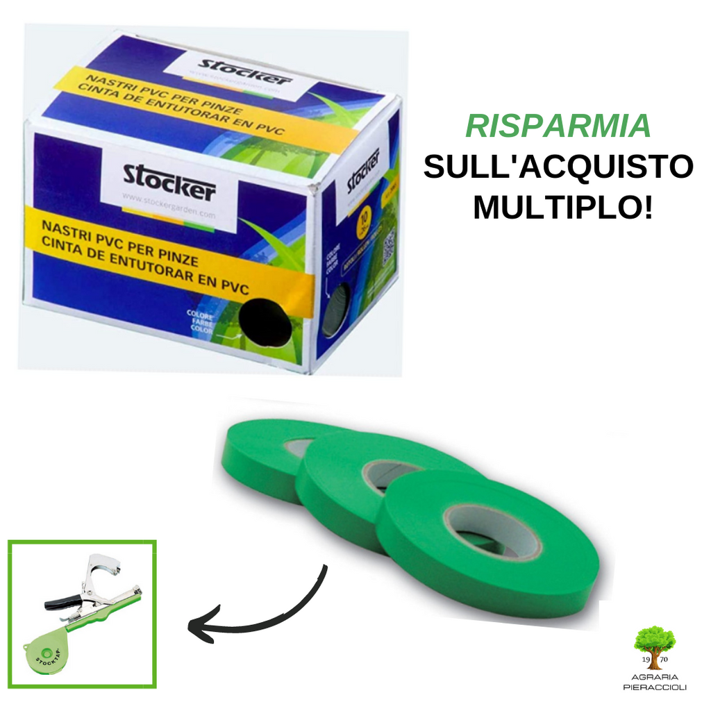 STOCKER NASTRO VERDE PVC PER PINZA LEGATRICE PINZATRICE STOCKER 10 ROTOLI X CONF0