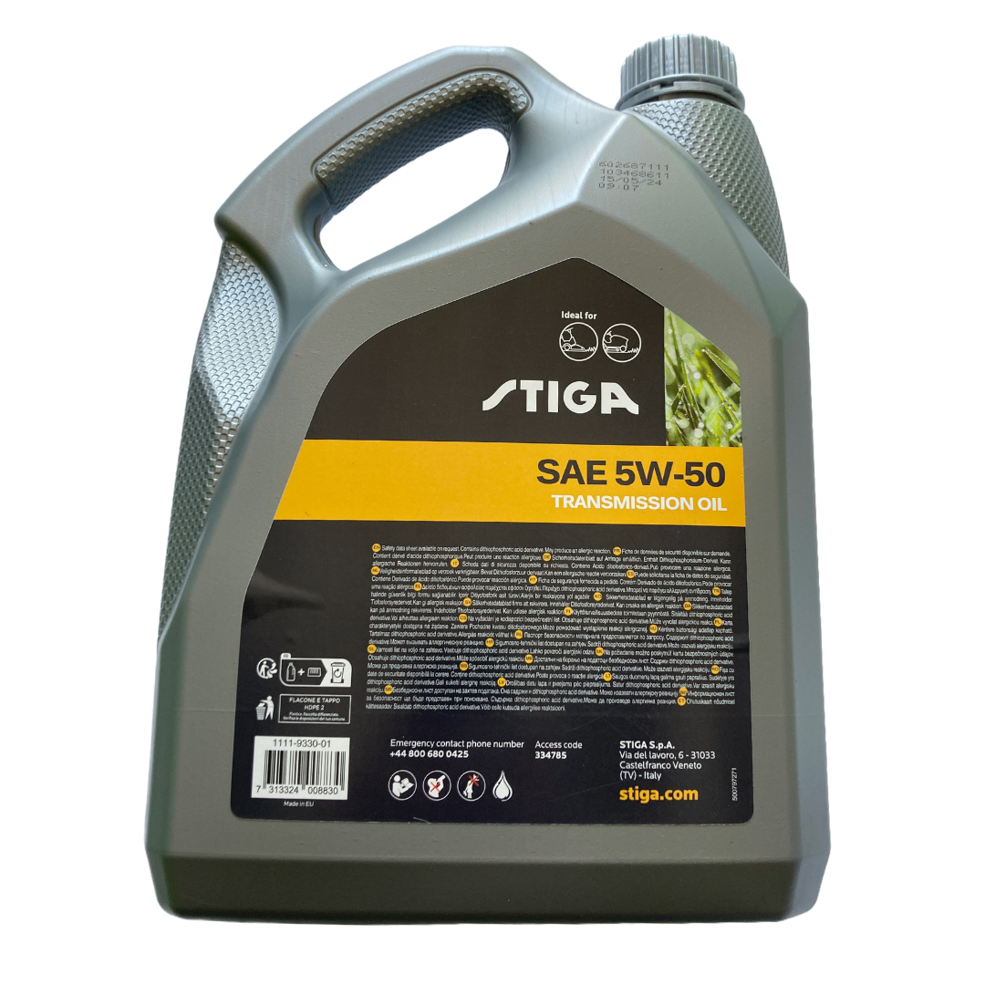 STIGA OLIO PER TRASMISSIONI IDROSTATICHE TRATTORINI TAGLIAERBA 5Lt SAE 5W-50 5LT1