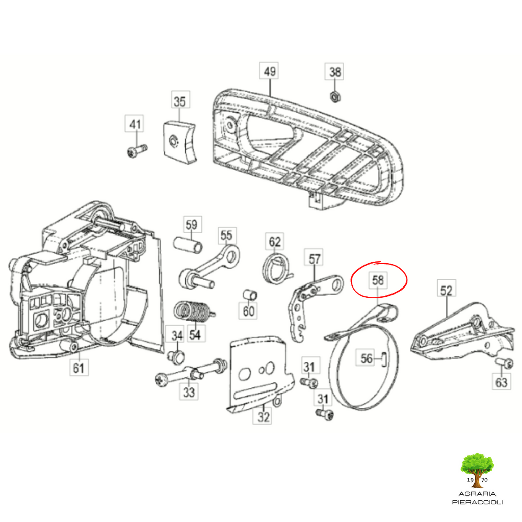 NASTRO FRENO CATENA PER MOTOSEGA HITACHI CS25EC TANAKA TCS 2801  COD. 66897295