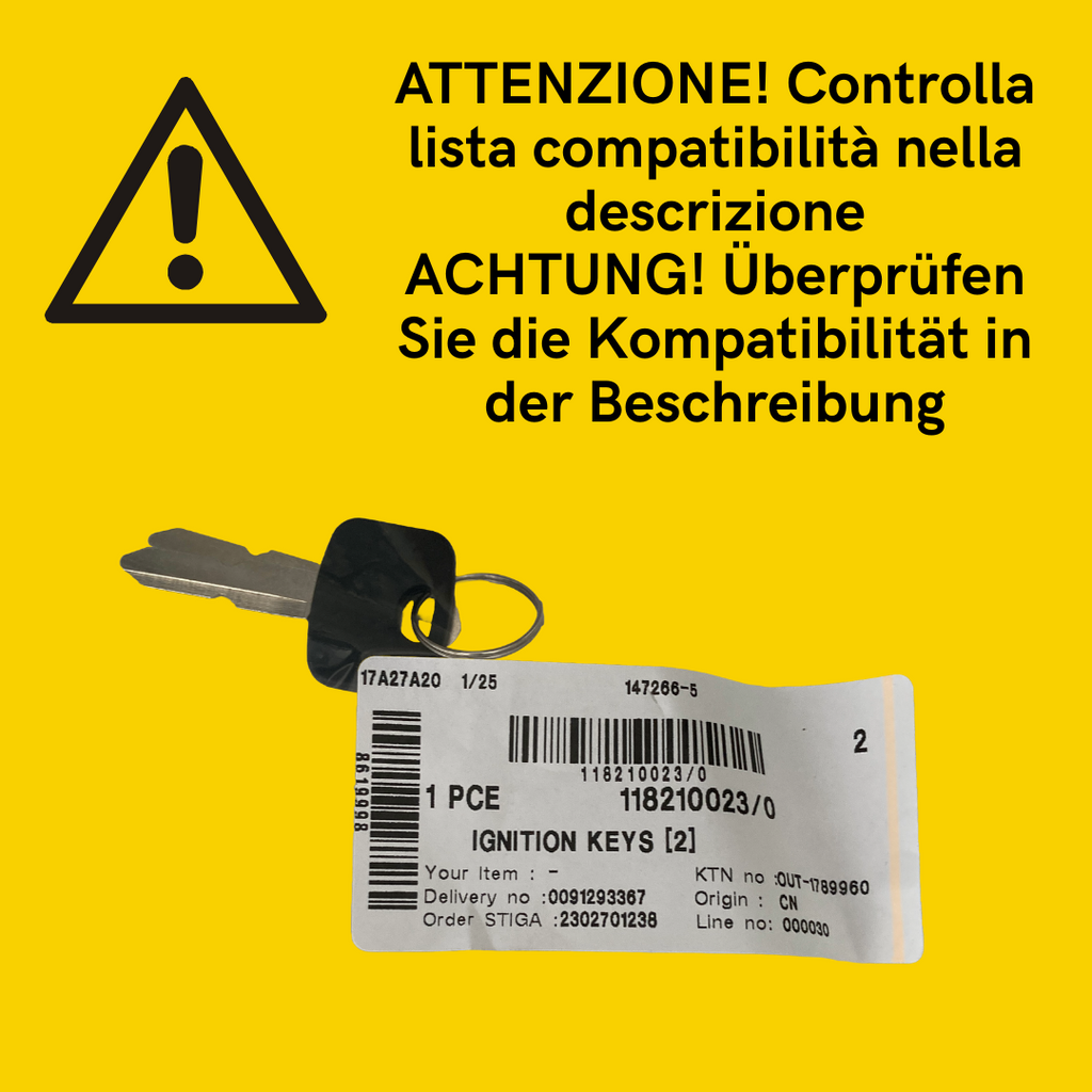 STIGA CHIAVI AVVIAMENTO TRATTORINI ORIGINALI IN COPPIA 118210023 TCP ESTATE PTX1
