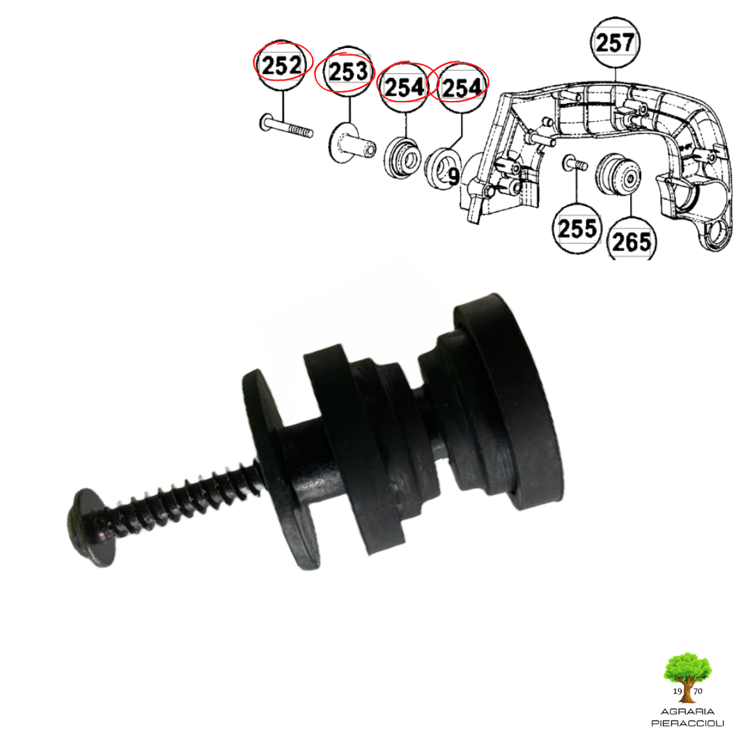 GOMMINI E VITE ORIGINALI PER IMPUGNATURA MOTOSEGA HITACHI CS25 TANAKA TCS 28010