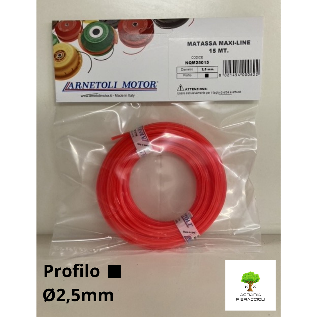 FILO DECESPUGLIATORE ARNETOLI MAXI-LINE Ø2,5mm mt15 PROFILO QUADRATO 0