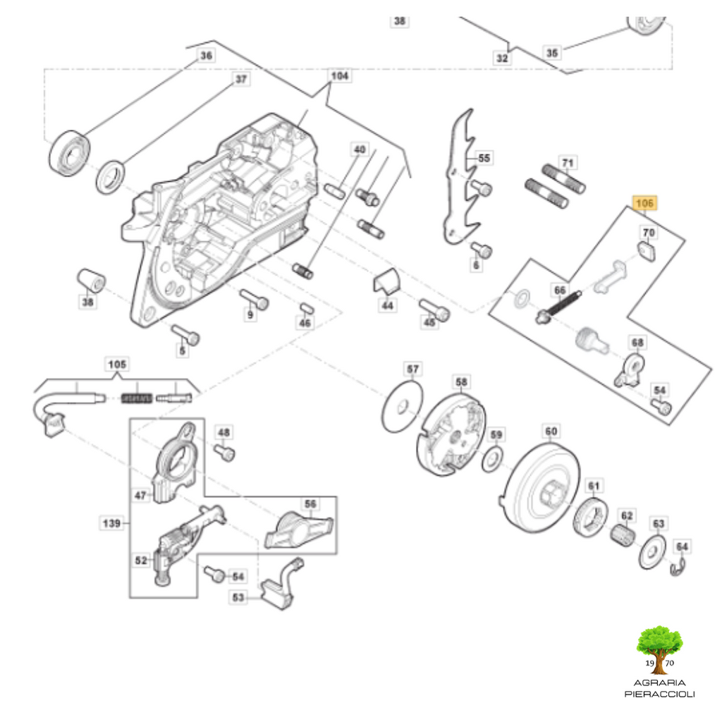 TENDICATENA COMPLETO MOTOSEGA STIGA-ALPINA AC46-52 546-552 CS750-755 SP466-5264