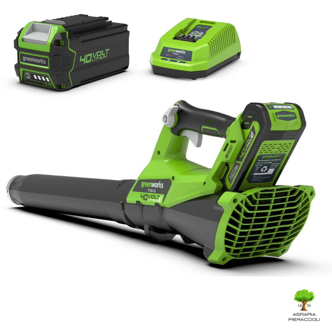 GREENWORKS GD40ABII DIGIPRO SOFFIATORE ASSIALE A BATTERIA 40V + STARTER KIT 4AH0