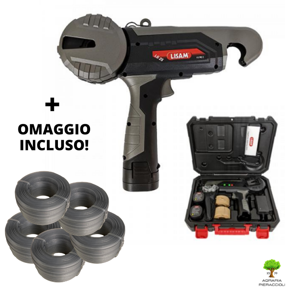 LEGATRICE A BATTERIA LISAM LG25 Ø25cm CON 2 BATTERIE PINZATRICE + BOBINE OMAGGIO0
