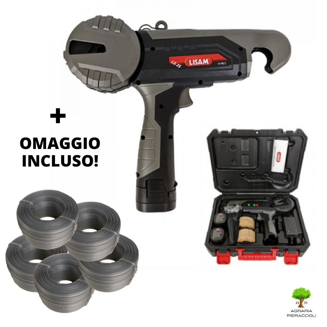 LEGATRICE A BATTERIA LISAM LG25 Ø25cm CON 2 BATTERIE PINZATRICE + BOBINE OMAGGIO0