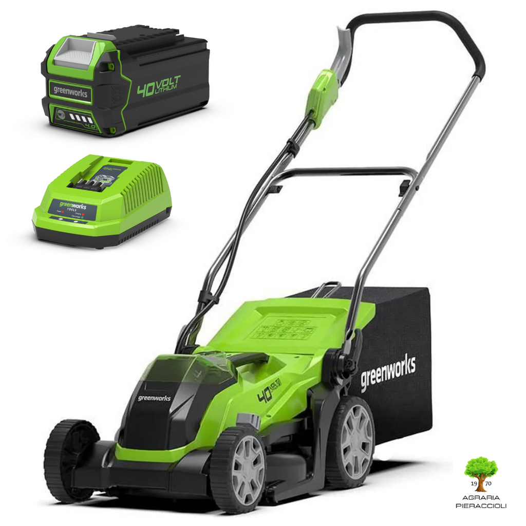 TOSAERBA RASAERBA A BATTERIA 40V GREENWORKS G40LM35 Ø35cm + KIT BATTERIA 4Ah 0