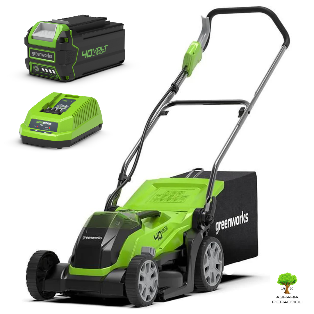 TOSAERBA RASAERBA A BATTERIA 40V GREENWORKS G40LM35 Ø35cm + KIT BATTERIA 4Ah 0
