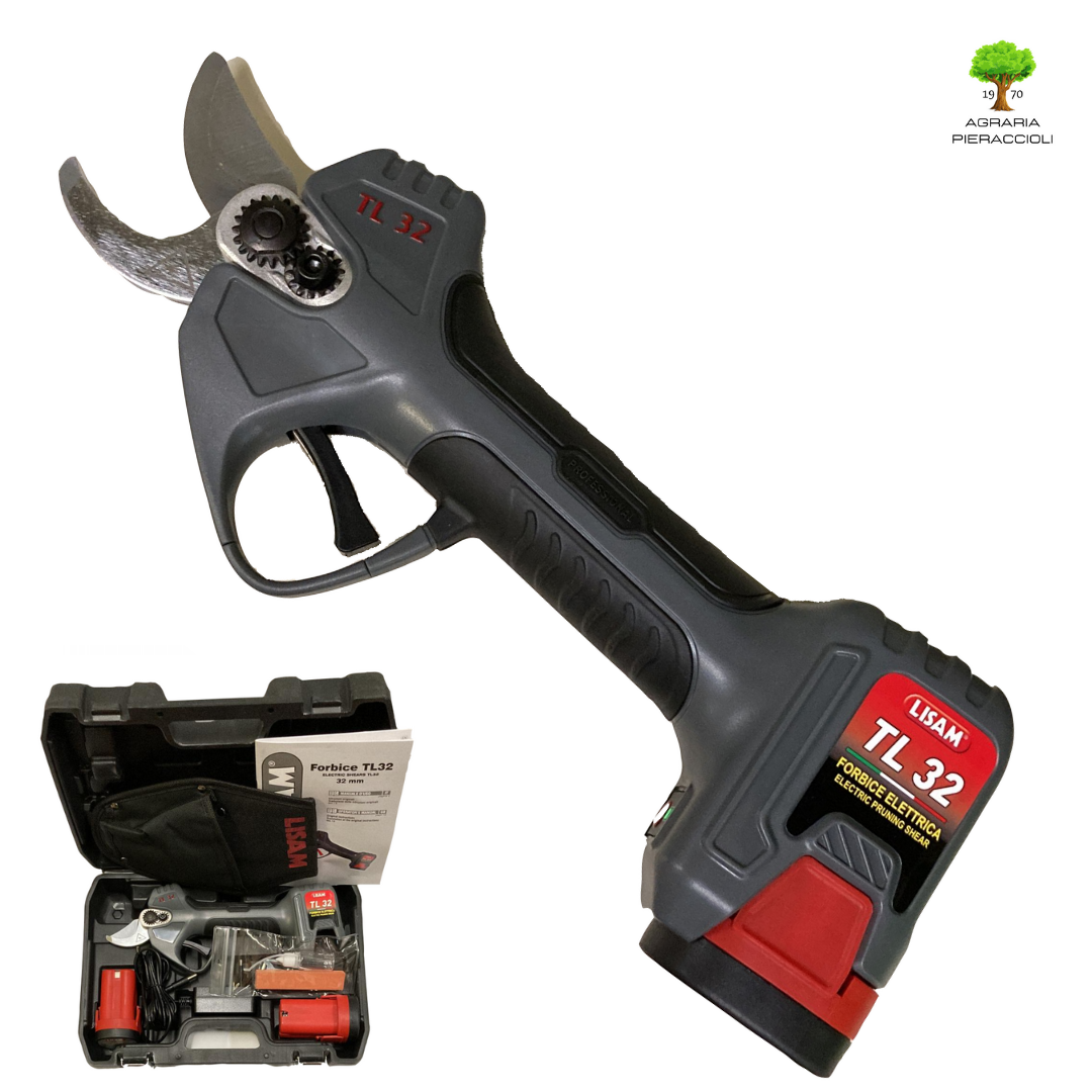 LISAM TL32 FORBICE DA POTATURA A BATTERIA Ø32mm CON 2 BATTERIE FODERO VALIGETTA1