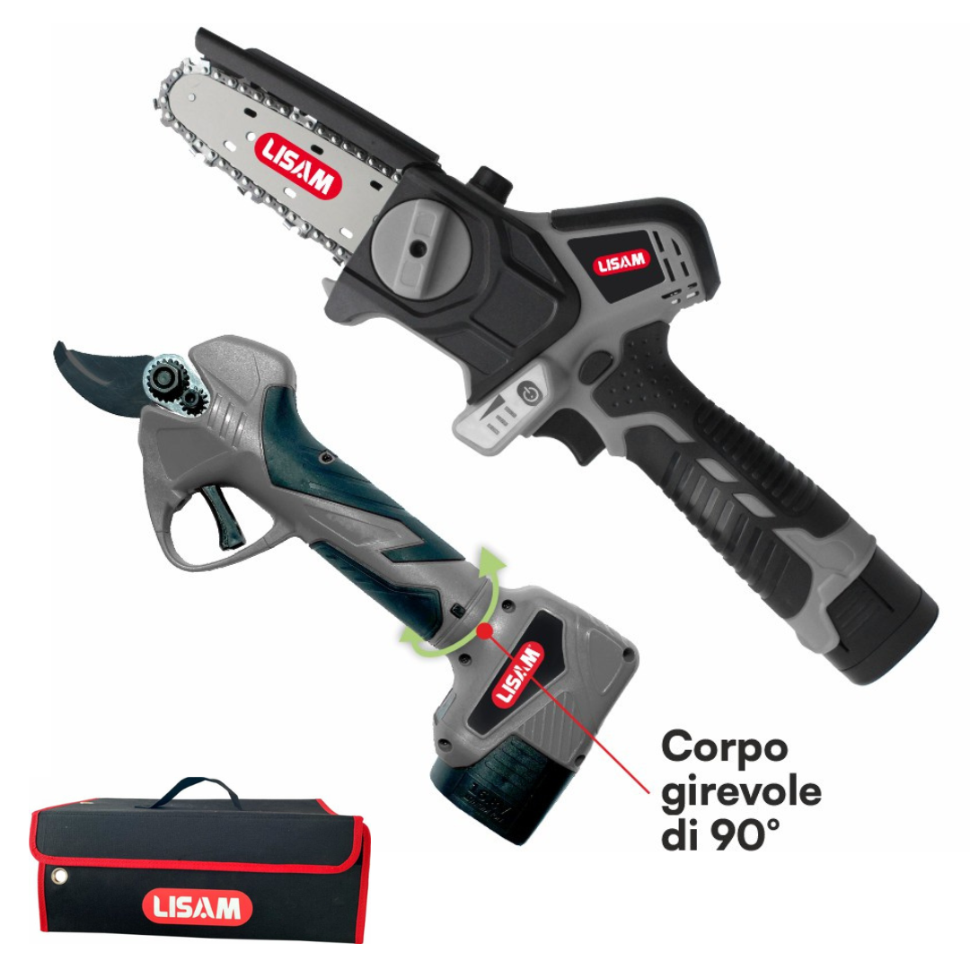 LISAM KIT MIKRO COMBO FORBICE POTATURA MK25 + ELETTROSEGA MIKRO SG + 3 BATTERIE0