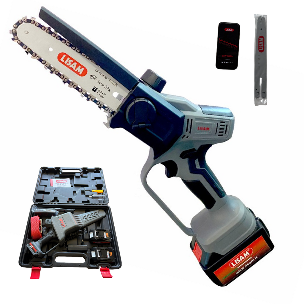 LISAM SG18  MOTOSEGA POTATORE SEGHETTO POTATURA  600W + 2 BATTERIE 4Ah0
