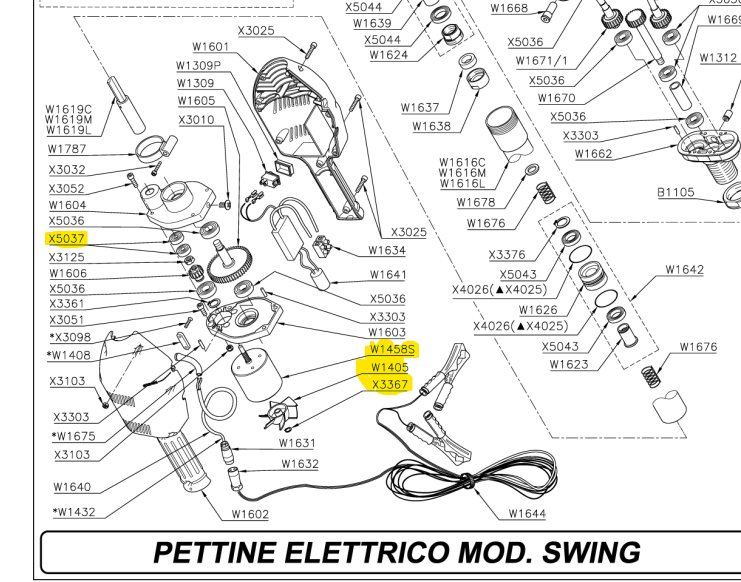 LISAM MOTORE ABBACCHIATORE SWING ORIGINALE COMPLETO VENTOLA CUSCINETTI SEEGER4