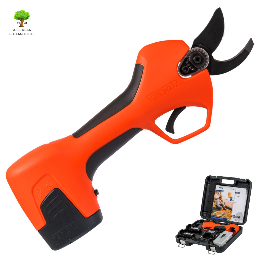 FORBICE POTATURA A BATTERIA STOCKER VULCANO E-25 TR 2 BATTERIE VALIGETTA FODERO1