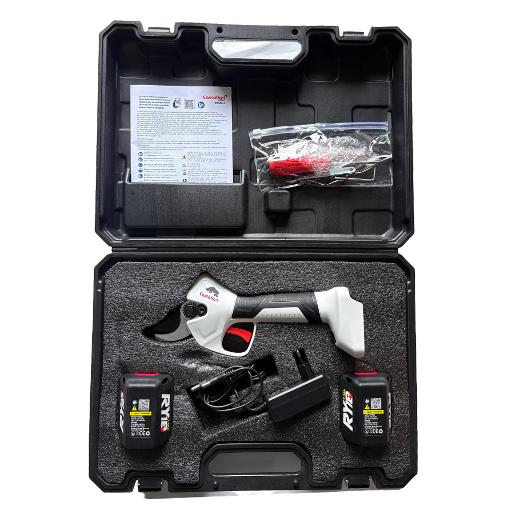 CASTELLARI FORBICE POTATURA RYNO 60 PROFESSIONALE + KIT 2 BATTERIE 2.5Ah 18V4