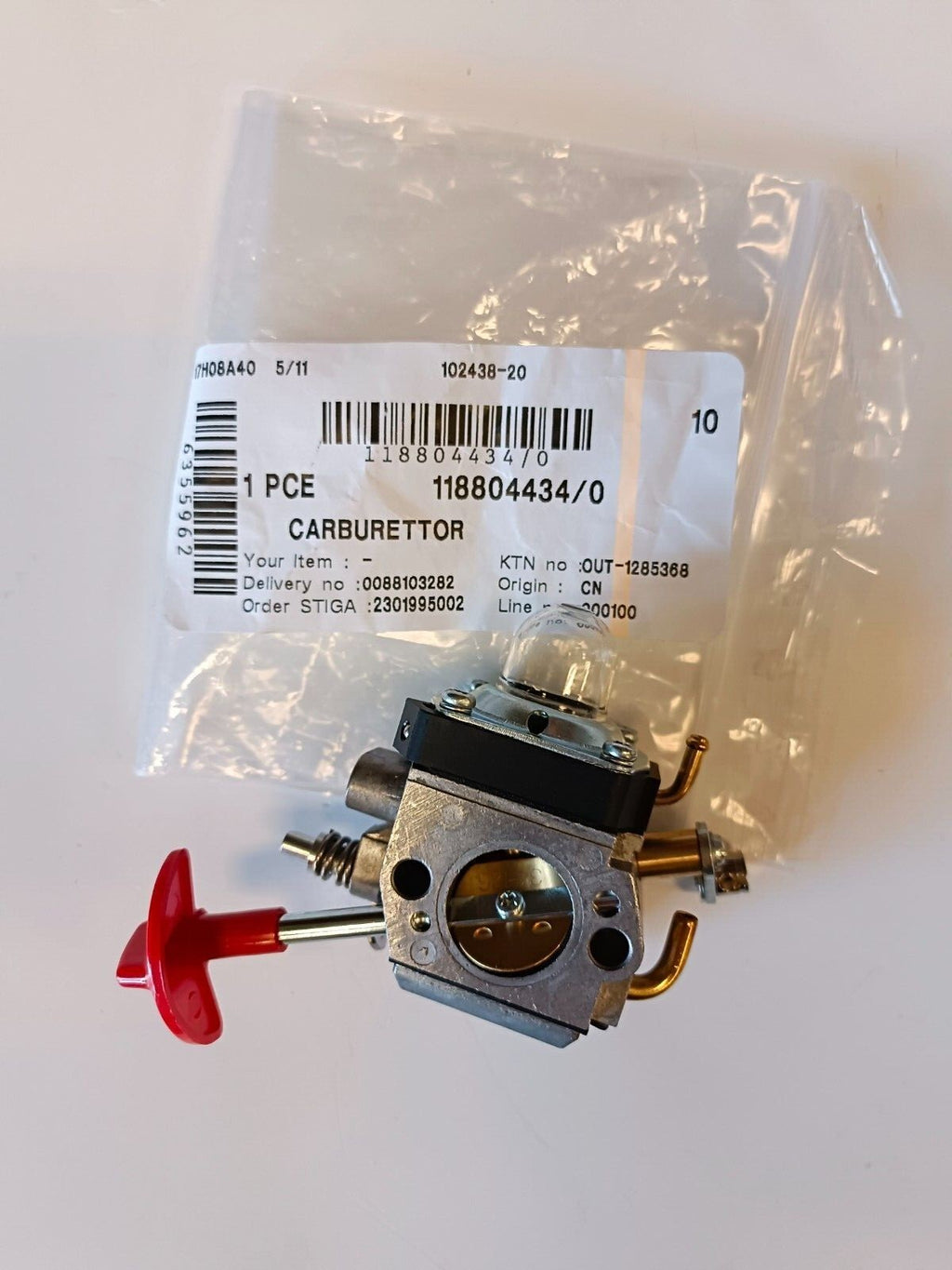CARBURATORE ORIGINALE STIGA 118804434/0 SOFFIATORE SBP375 XBP75 MBP750 BL980R2