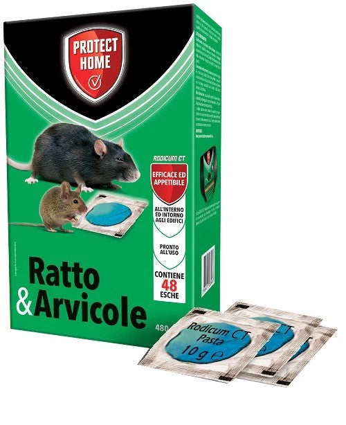 PROTECT HOME RODICUM CT PASTA 480g VELENO PER RATTI TOPI E ARVICOLE 48 ESCHE SBM0