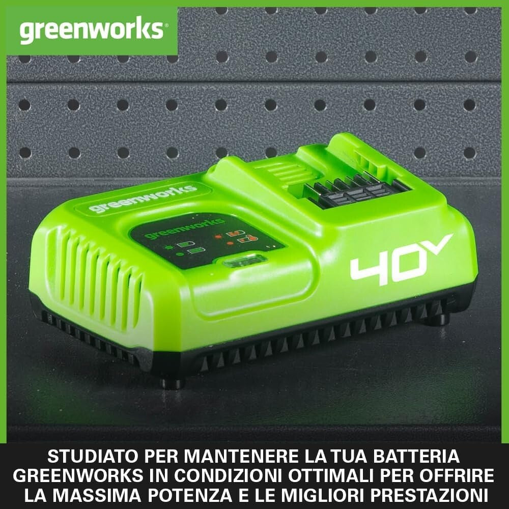 GREENWORKS G40CU5 CARICABATTERIE RAPIDO 5Ah ORIGINALE PER TUTTE LE BATTERIE 40V3