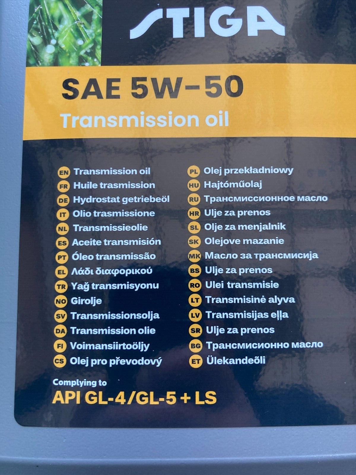 STIGA OLIO PER TRASMISSIONI IDROSTATICHE TRATTORINI TAGLIAERBA 5Lt SAE 5W-50 5LT3