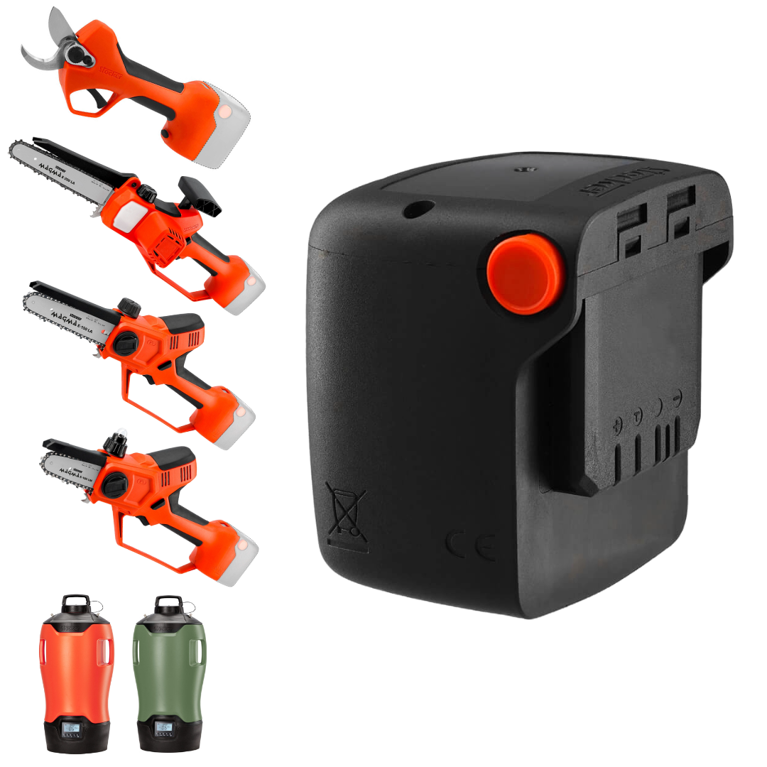STOCKER BATTERIA ORIGINALE MAGMA SYSTEM 21V 4Ah FORBICE PER MOTOSEGA GEYSER 25L0