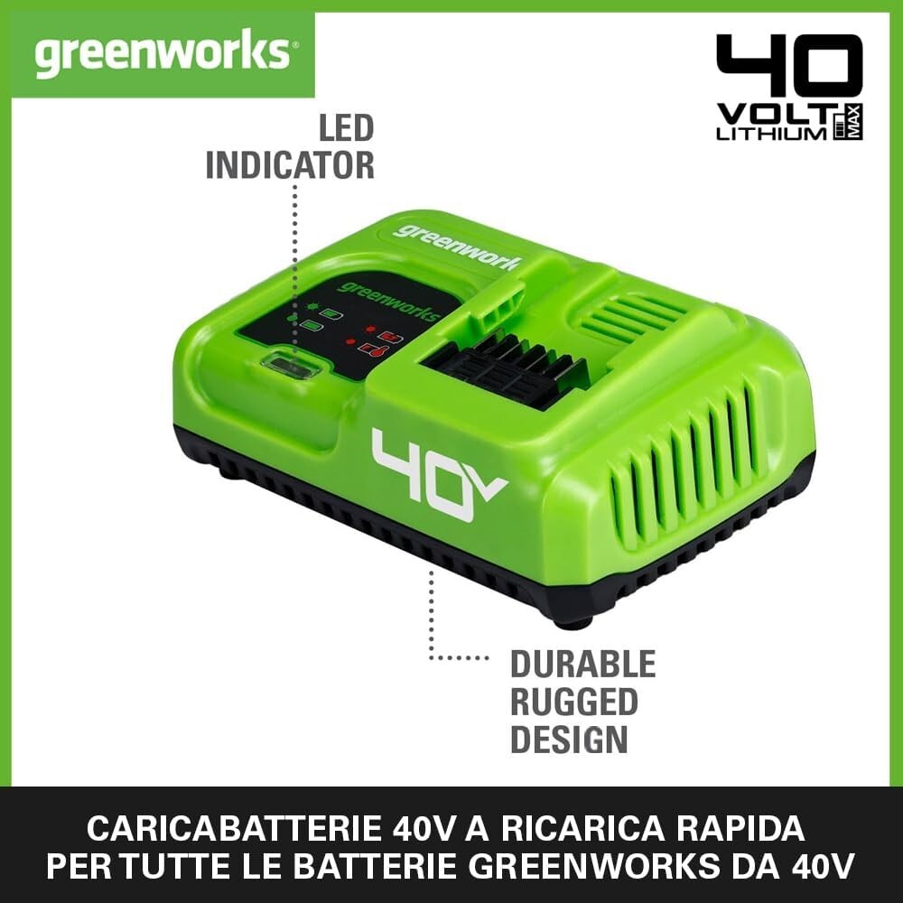 GREENWORKS G40CU5 CARICABATTERIE RAPIDO 5Ah ORIGINALE PER TUTTE LE BATTERIE 40V1