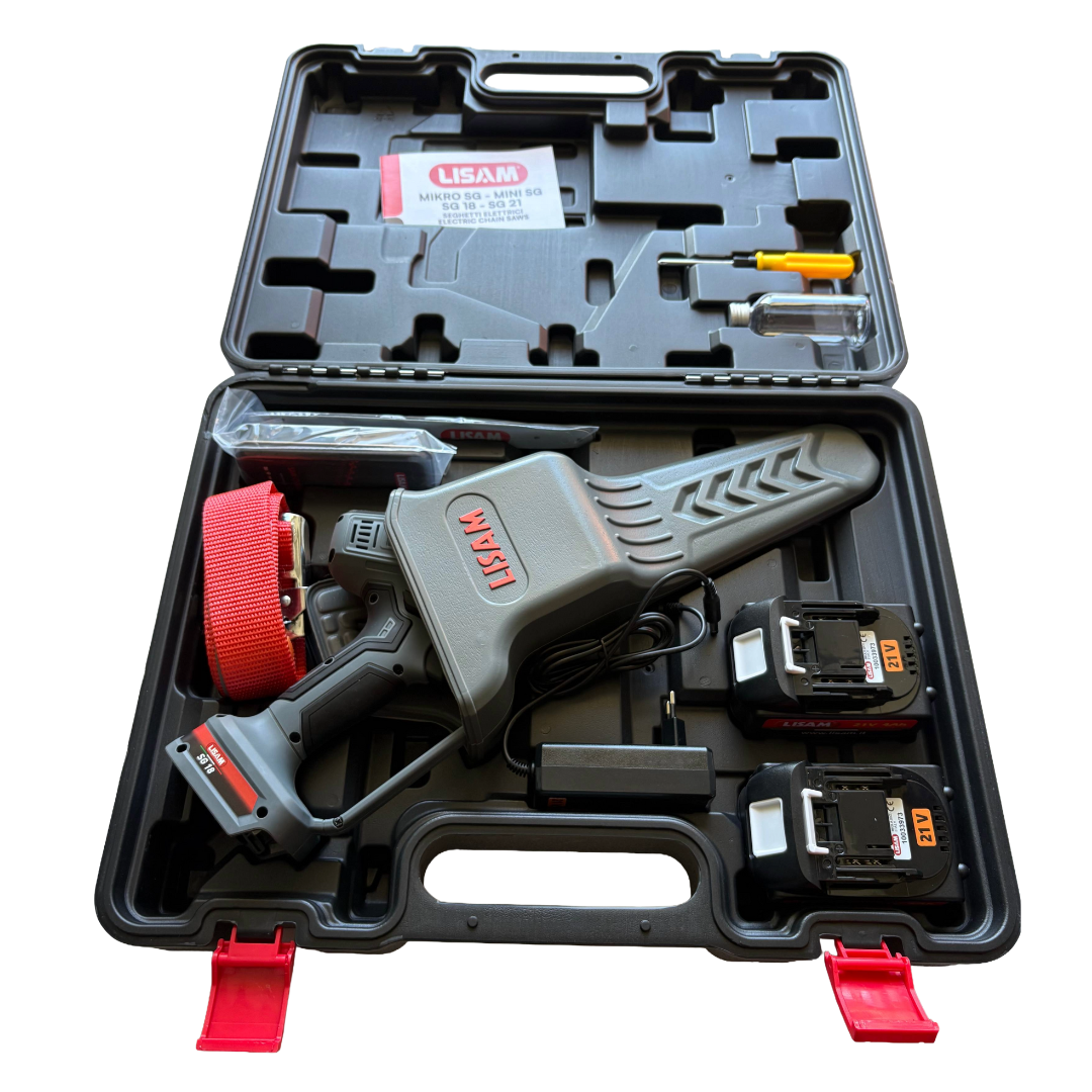 LISAM SG18  MOTOSEGA POTATORE SEGHETTO POTATURA  600W + 2 BATTERIE 4Ah5