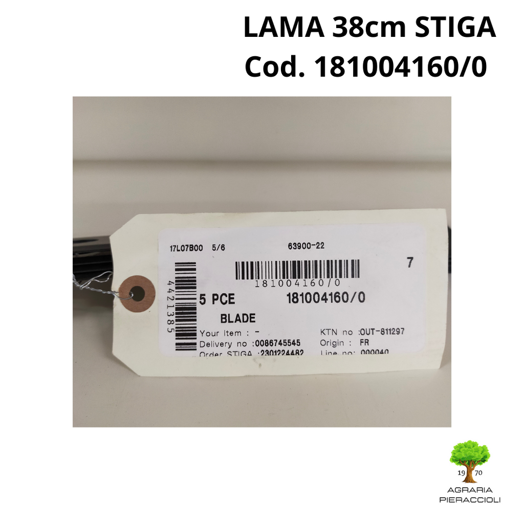 LAMA TOSAERBA 38cm PER COMBI 40 E COD.181004160/0 RICAMBIO ORIGINALE STIGA 1