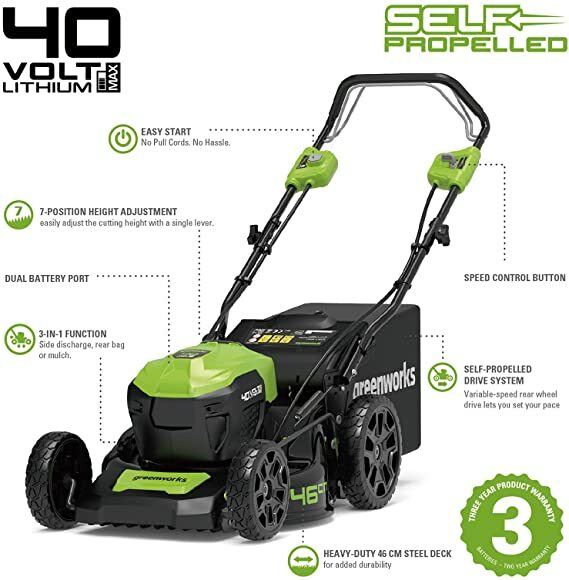 TOSAERBA RASAERBA GREENWORKS GD40LM46SP SEMOVENTE 40V CON KIT BATTERIA 4Ah6