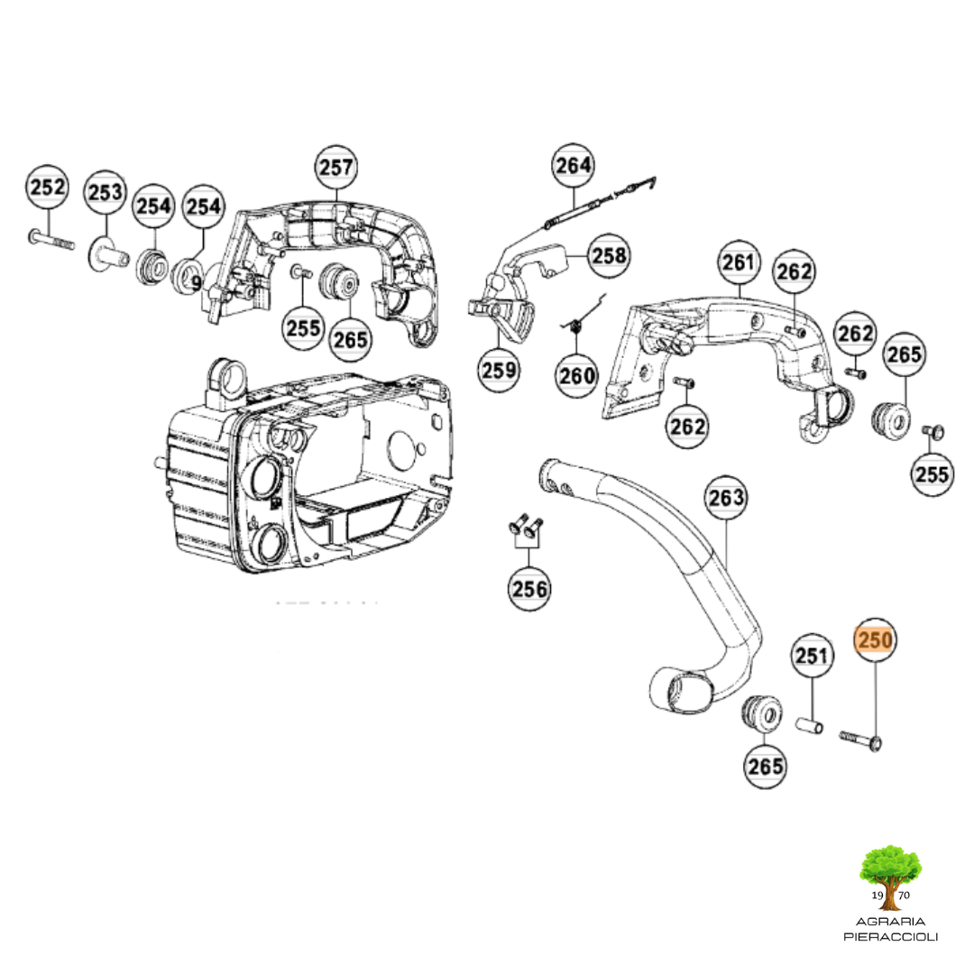 AMMORTIZZATORE/BUSSOLA/VITE IMPUGNATURA MOTOSEGA HITACHI TANAKA CS25EC TCS28017