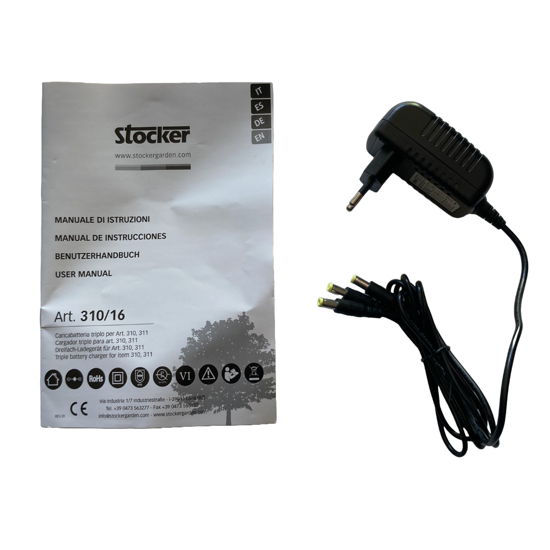STOCKER CARICABATTERIE TRIPLO ORIGINAL FORBICE ELETTRICA VULCANO E-25 TR E-30 TP4