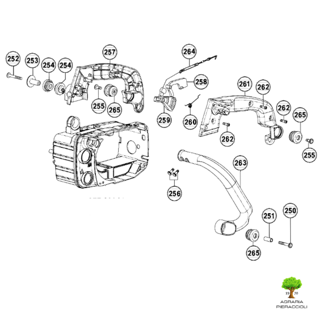 GOMMINI E VITE ORIGINALI PER IMPUGNATURA MOTOSEGA HITACHI CS25 TANAKA TCS 28016