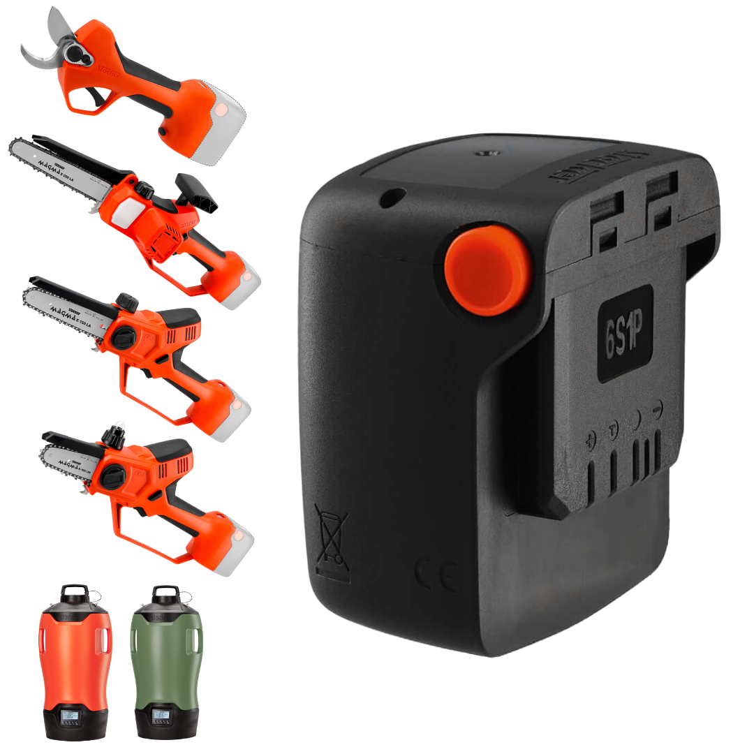 STOCKER BATTERIA ORIGINALE MAGMA SYSTEM 21V 2,6Ah FORBICE MOTOSEGA GEYSER 25L0