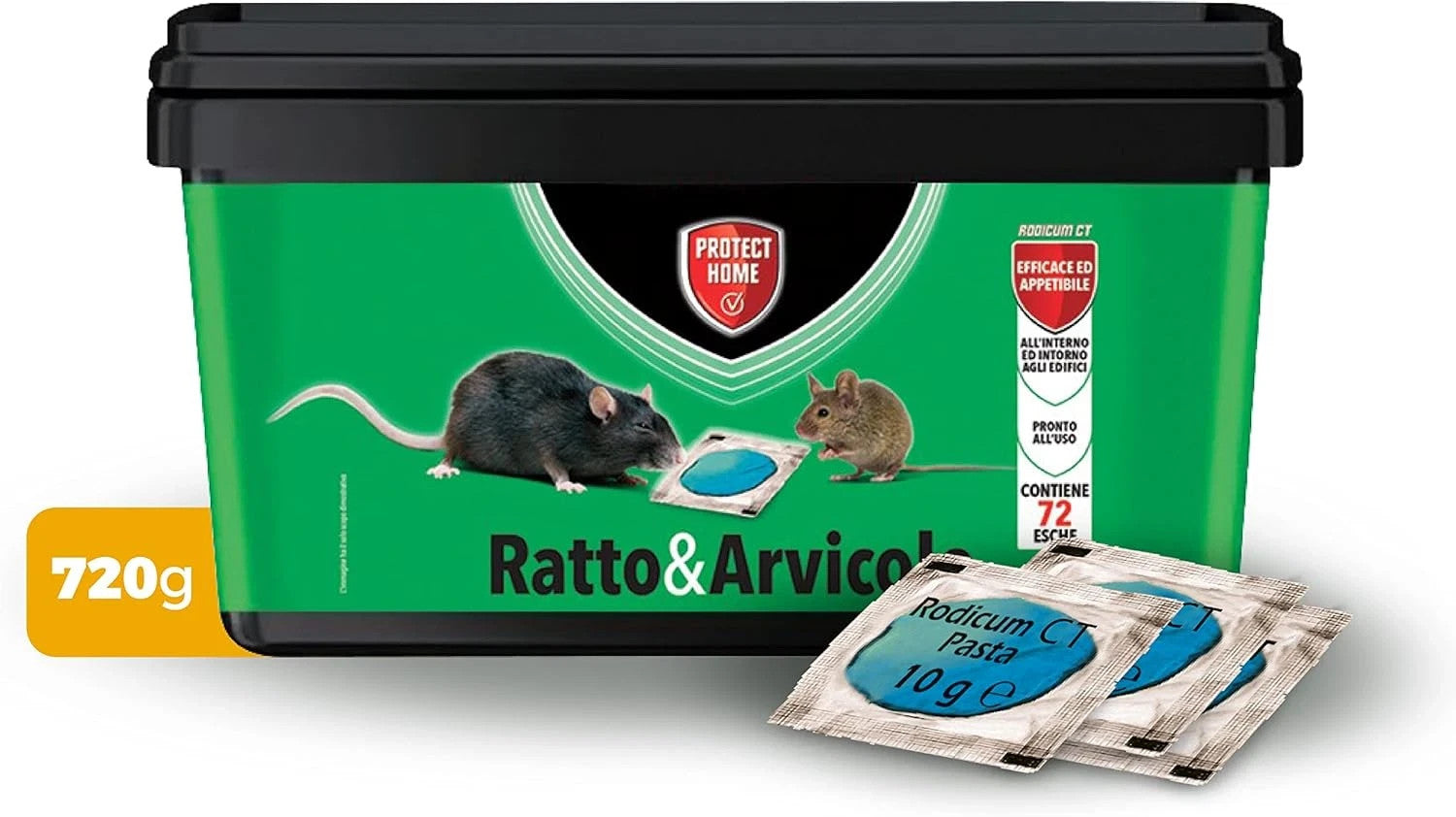 PROTECT HOME RODICUM CT PASTA 720g VELENO PER RATTI TOPI E ARVICOLE 72 ESCHE SBM0