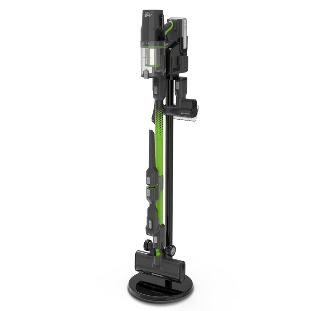 GREENWORKS SCOPA ASPIRAPOLVERE A BATTERIA 24V SENZA FILI + PIANTANA +6 ACCESSORI1