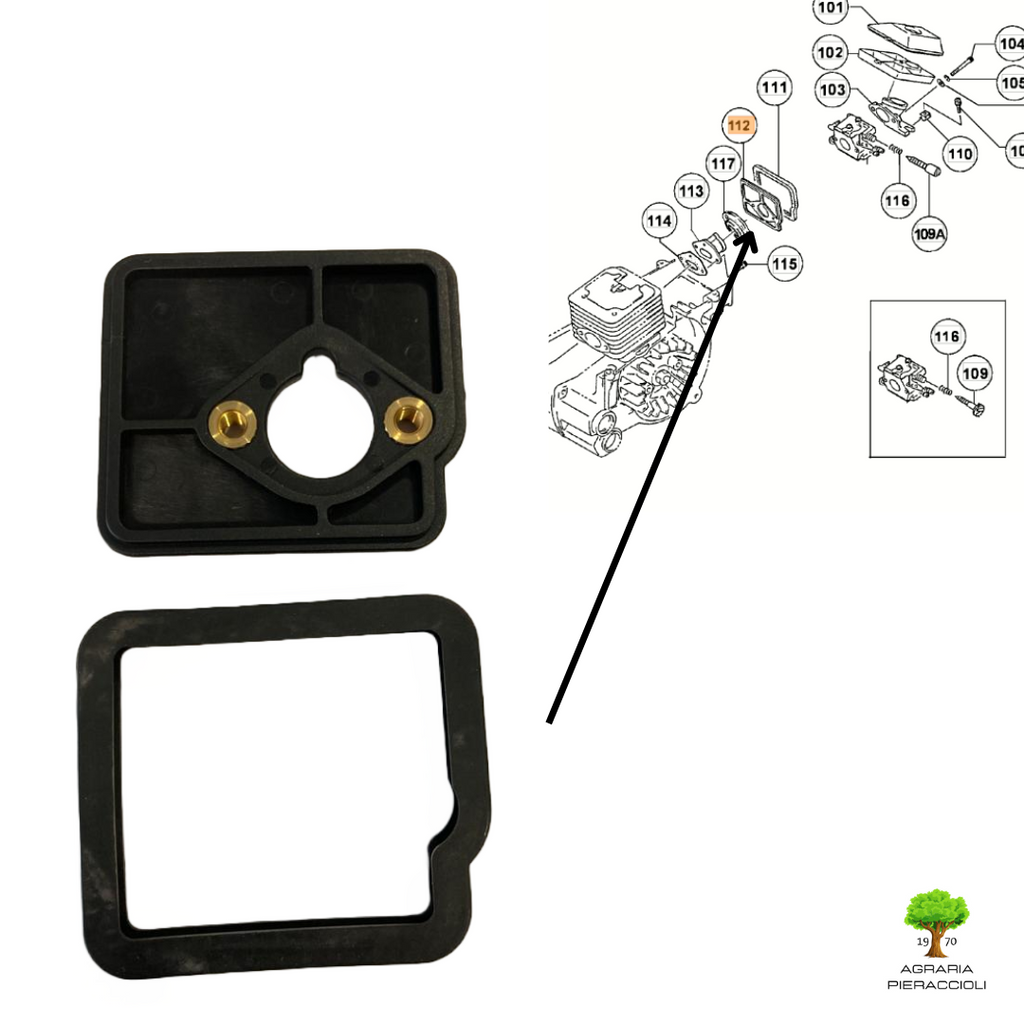 SUPPORTO  CARBURATORE ORIGINALE HITACHI MOTOSEGA CS38EK-EL CS45EL TANAKA ECV45010
