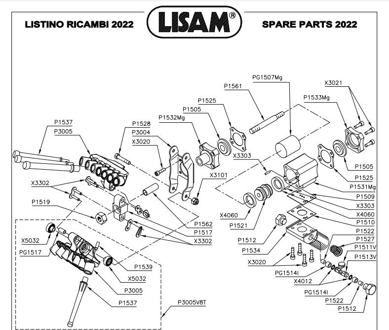 KIT COMPLETO RICAMBI LISAM P1500 PER ABBACCHIATORE SBATTITORE MG V7 FLASH PICKER3