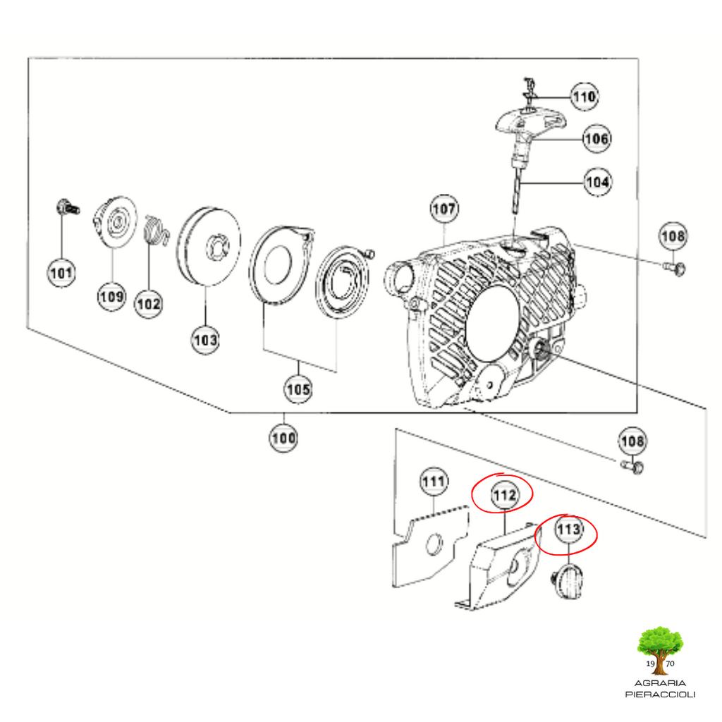 HITACHI TANAKA COPERCHIO FILTRO ARIA + POMELLO ORIGINALE  MOTOSEGA CS25 TCS28015