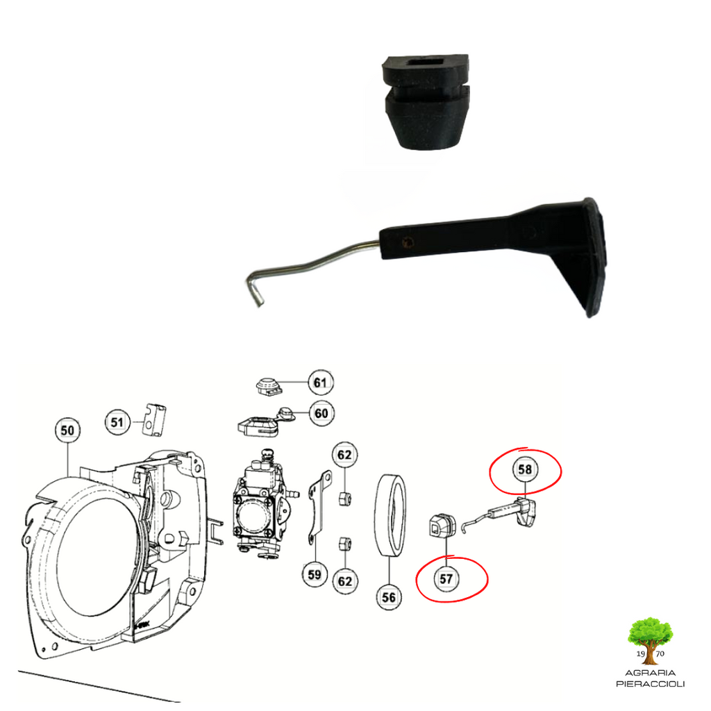 LEVA ARIA CON GOMMINO GUIDA ORIGINALE HITACHI TANAKA PER MOTOSEGA CS25EC TCS28010