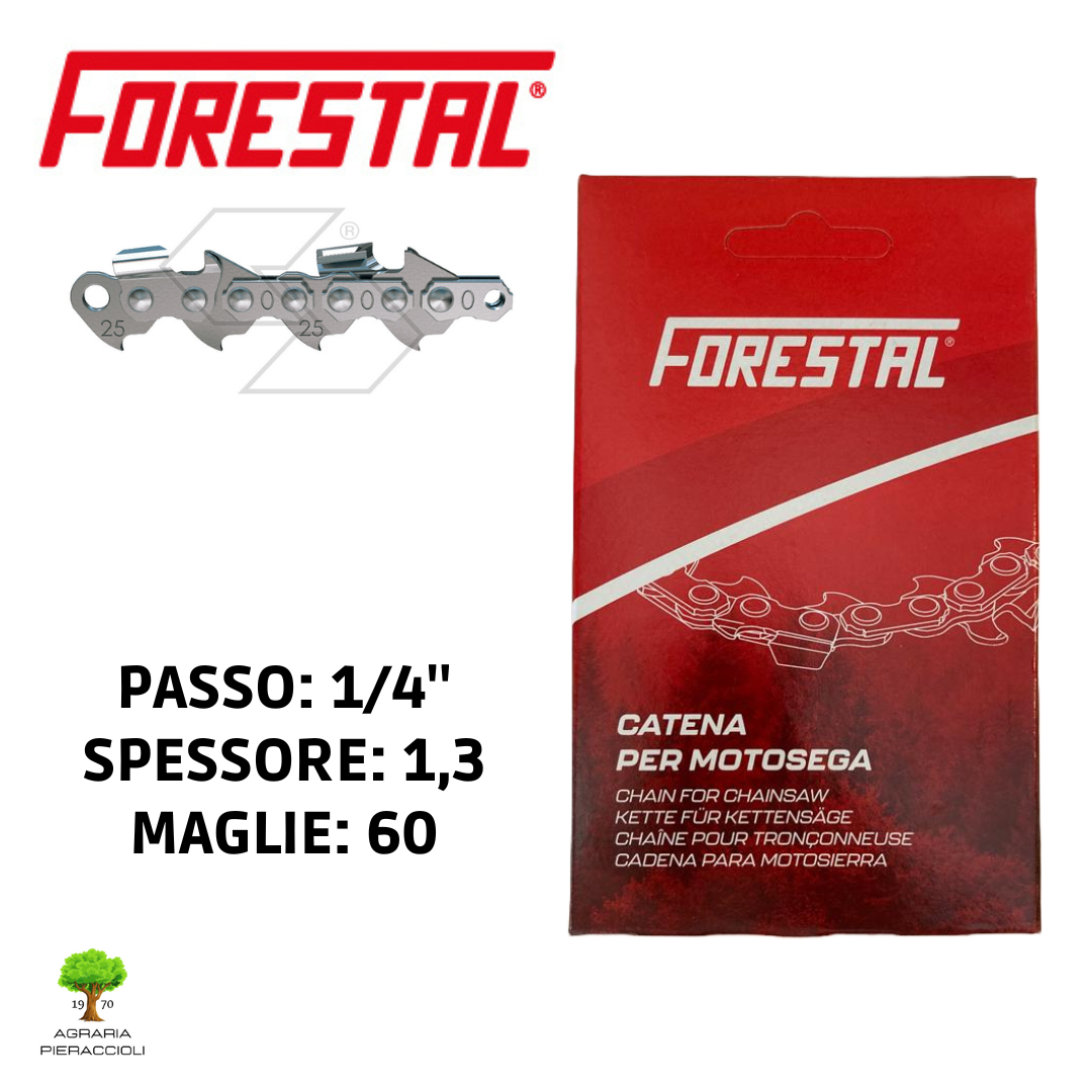 CATENA SABART FORESTAL MOTOSEGA PASSO 1/4" SPESSORE 1,3mm MAGLIE 60 25AP060E0