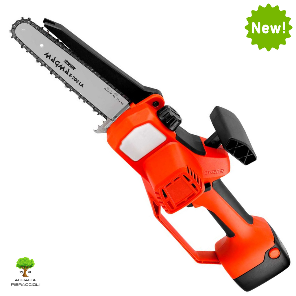 MOTOSEGA ELETTROSEGA STOCKER MAGMA E-200 LA 450W BARRA 20cm + 2 BATTERIE 2,6Ah1