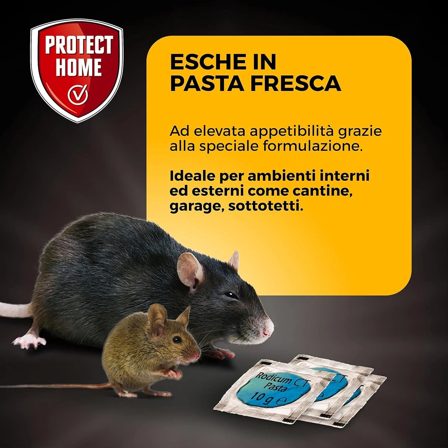 PROTECT HOME RODICUM CT PASTA 720g VELENO PER RATTI TOPI E ARVICOLE 72 ESCHE SBM3